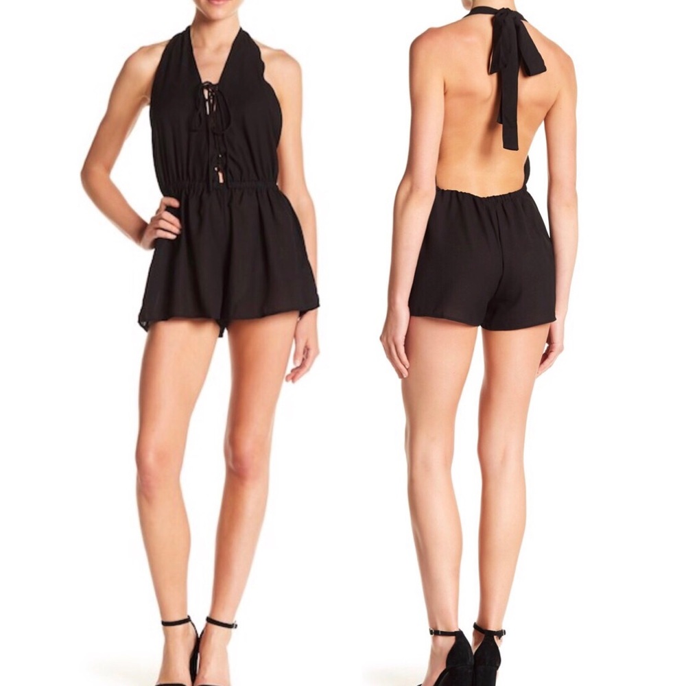 ELAN Halter Open Back Romper